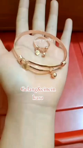Set Replika Emas 24k Karo Penang Gelang dan Cincin Karo Cocok dipake Kondangan Free Size