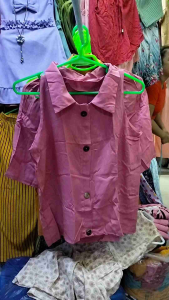 ARA TERNO TOKONG PLAIN FOR WOMEN FREESIZE FOR SMALL TO LARGE SIZE - Sleeveless top with buttons drawstring shorts burgundy color casual wear home setting.