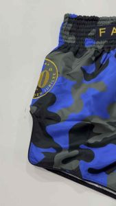 Fairtex BS1917 Muay Thai Fight Shorts Solid 50th Year Blue LARGE