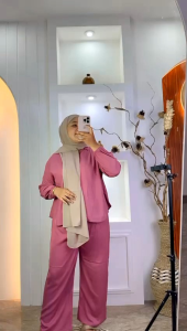 ONE SET KEMEJA RAYON POLOS PREMIUM SETELAN BAJU CELANA KEKINIAN BAJU ONE SET DAILY PAJAMAS WANITA LENGAN PANJANG
