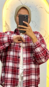 Kemeja Wanita Oversize Lengan Balon Atasan Wanita Terbaru