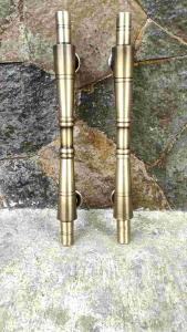 Gagang Pintu Rumah Kuningan Kunci Motif Bambu Antik 34 cm 2 Pcs