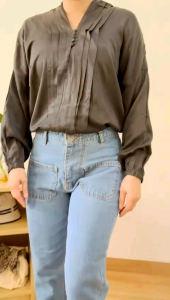 ●ECLAIRE● 003 Blouse Blus Lengan Panjang Longsleeves Vneck Polos Basic Korea Kerja Kantor Kasual Mode Casual Import 2890