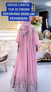 REALPICT COD DRESS ADELIA FREE HIJAB  BY SITI ASOPUROH  BAHAN CERUTY MOTIF PREMIUM MIX RENDA BAWAH KELILING  TERMURAH BEST SELLER TANGAN PERTAMA KONVEKSI / PRINTING / MOTIF PREMIUM GAMIS PESTA GAMISTERKINI