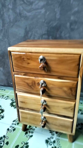 ตู้มินิมอล ตู้ใส่ของ ตู้ไม้สักไม่มีกุญแจแบบ4ชั้น และมีกุญแจ ขนาด กว้าง30*สูง50*ลึก20เซนต์