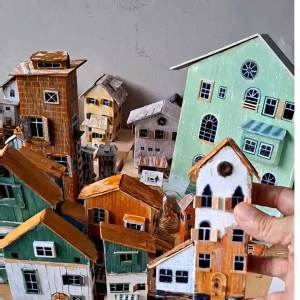 โมเดลบ้านจิ๋ว ไม้ DIY งานแฮนด์เมด  (ขนาดตั้งโชว์)ตกแต่งได้ตามสไตล์ยุโรป