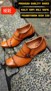 SEPATU PANTOFEL FORMAL PRIA ( GARANSI KULIT SAPI 100% ) MODEL 6001 TAN ( PREMIUM HIGH QUALITY )
