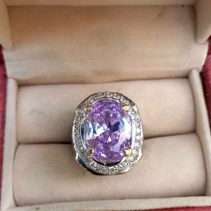 Cincin Batu Kecubung Lavender Mewah Elegan