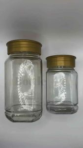 NEW ARRIVAL!!! Glass Bottle Square Honey / Nescafe / Paste / Cookies / Food Storage 350ml & 750ml with Gold Plastic Cap