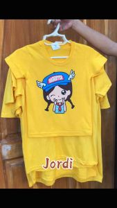 YELLOW GOLD CARTOON  Round Neck Cotton Family T-Shirt Couple DTF Graphic Print Christmas Reunion Family Day Kids Men Women Grandpa Grandma Dad Mom Daughter Son By Jordi Mosuela