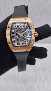 Jam Tangan Pria Automatic Rm67-01 Skeleton Rosegold 38.7mm Rubber Strap Fullset