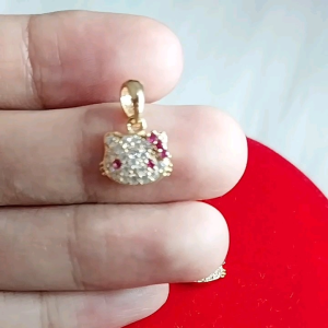 Liontin hello kitty Warna rosegold perak 925 Lapis Emas kuning mata diamond