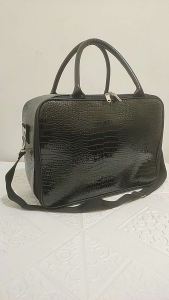 AlloAMT Tas Koper Croco Travel Bag Kulit Buaya Sintetis Hitam waterproof