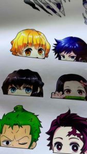 Demon Slayer Peeking Characters sticker for Aquaflask tumbler laptop phone car and motorcycle