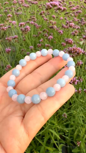 🩵 สร้อยข้อมือ Angelite เเละ โรสควอตซ์ ผสมผสนในเส้นเดียวกัน ดับเบิ้ลความหวานน่ารักๆ