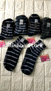 Kaos Kaki Pria Atas Mata Kaki 3 Pasang Motif Garis / Kaos Kaki Sport Bahan Spandek Premium / Kaos Kaki Dewasa Murah