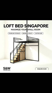 Custom Loft Bed Singapore | High Ceiling Small Room Transformation Bolt Structure Easy Dismantle No High Dismantling Fee Staircase Storage Cabinet Custom Size for HDB Condo