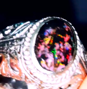 Cincin Batu Akik Black Opal Sempur Banten Top Jarong Natural Bahan Ranting