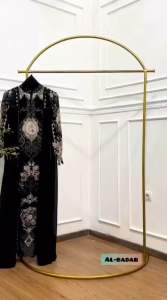 Gamis Ceruty Babydoll Motif Mix Polos Variasi Mutiara Set Hijab