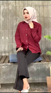 Kemeja Atasan Polos Wanita Lengan Panjang Kemeja Wanita Lengan Panjang Kemeja Atasan Jumbo