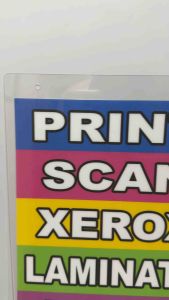 Laminated Business Signage "PRINT SCAN XEROX LAMINATE RUSH ID AVAILABLE HERE" (Hanging Sign for Shops & Printing Services)