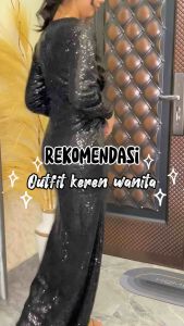 Gaun Pesta Manik Manik Sequins Payet LongDress Kondangan Party Gaun Prewedding Formal Casual Mewah