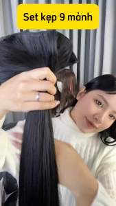 Set 9 Tóc giả kẹp thẳng dài đẹp cho nữ shop Qiqishop tóc giả nửa đầu kẹp phím