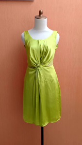mini midi dress hijau kuning lemon LIMITED cewek M kutung MEWAH flare PESTA