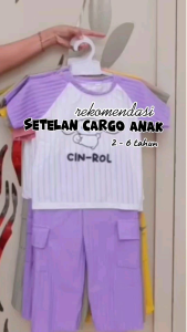 SETELAN ANAK KUROMI/CINAMONROL CARGO USIA 2-8 TAHUN