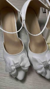 Giày cao gót 5 phân đế vuông bít gót đính nơ ren phong cách trẻ trung A8ĐXuoc