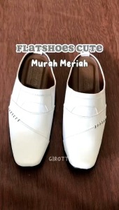 GIROTTI sepatu slop putih bustong pria model slempang / slop nikahan / slop habib