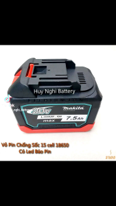 Vỏ Pin Makita 18v - 15 Cell 18650 - Chống Sốc - Có Led Báo Pin