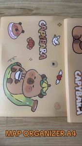 Purple MAP001 Folder Map Organizer Kertas Premium Ukuran A4 Sleeve 12PLY dan 30PLY Karakter Capybara Waterproof Tahan Air Dokumen Keeper Stationary Korea Jepang berkualitas