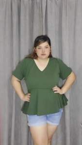 (2XL TO 4XL ONE SIZE ONLY) PLUS SIZE DEEPNECK CREPE TOP WOMENSWEAR BLOUSE CREPE FABRIC NEW ARRIVAL