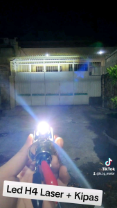 Lampu Led Laser H4 + Kipas Pendingin Hi Low Putih Kuning Vixion Scoopy Fi Pulsar Ninja Byson Dll Kaki 3