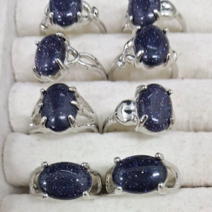 Cincin Blue Sandstone akik biru pasir emas