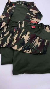 Kaos Oblong Polos Reglan Lengan Panjang Dewasa Cowok Cewek Hijau Loreng T-Shirt - Ukuran M-XXL (Cocok untuk Seragam dan Aktivitas Sehari-hari)