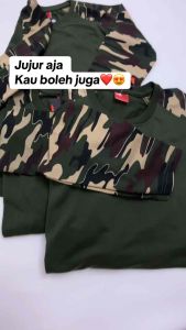 Kaos Oblong Polos Reglan Anak Hijau Army Loreng Lengan Panjang Size 20 22 S Atasan