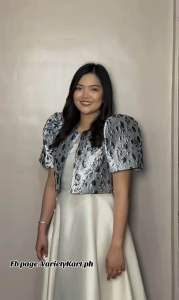 New Shade Brocade Bolero Top - Navy Blue & Mouse Green