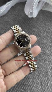 [Original] BNB10550-2637S (26mm) Bonia Noble Sapphire Womens Watch with Black Dial Dual Tone Rose Gold and Silver Stainless Steel Bracelet | Official Warranty