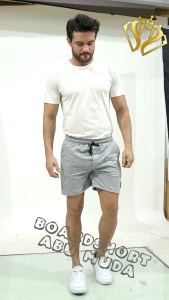 Rdssport celana pendek Sweatpants Walkshort Boxer Boardshot warna abu muda