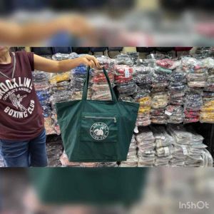 ลิงคูบ แท้ กระเป๋าผ้า มีซิป ถุงผ้า มีซิป ใบใหญ่ จุของได้เยอะ ขนาด 39x39 ซม