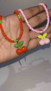 Cerin Cherry Beads Necklace Kalung Manik Buah Ceri Pink Red Green