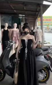 ĐẦM ỐNG XOÈ MAXI ĐAN DÂY