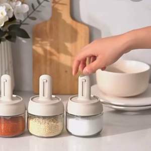 🇹🇭 【พร้อมส่งจากไทย】 🔥 กระปุกเครื่องปรุง โหลเแก้วสูญญากาศพร้อมช้อน สไตล์มินิมอล มีซีลกันความชื้น พร้อมช้อนในตัว