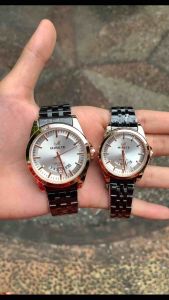 FLASH SALE !!! MIRETE ORIGINAL Jam Tangan Couple Rantai Pria dan Wanita Bulat Tanggal Aktif Analog Bahan Stainless Steel Tahan Air Multi Warna Berkualitas Waterproof Watches Fashion Terbaru dan Termurah Quartz JamtanganPKu Hitam Silver A48