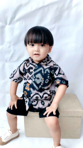 Baju Batik Anak Laki-laki Size S M L (Usia 3 Bulan sampai 6 Tahun)