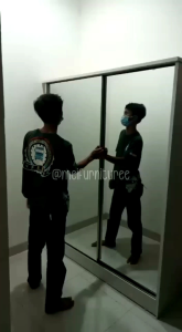 Lemari pakaian sliding door 2 pintu frameless - lemari sleding full cermin