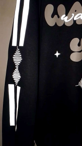 ARQYU Sweater Hoodie Reflektive WANNA BE YOURS fleece Hitam