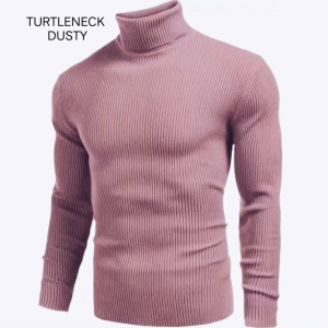 kaos turtleneck pria/wanita kerah tinggi rib premium polos lengan panjang